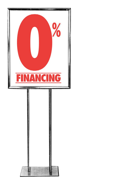 Zero % Financing Poster Floor Stand Stanchion Signs-Value Pack